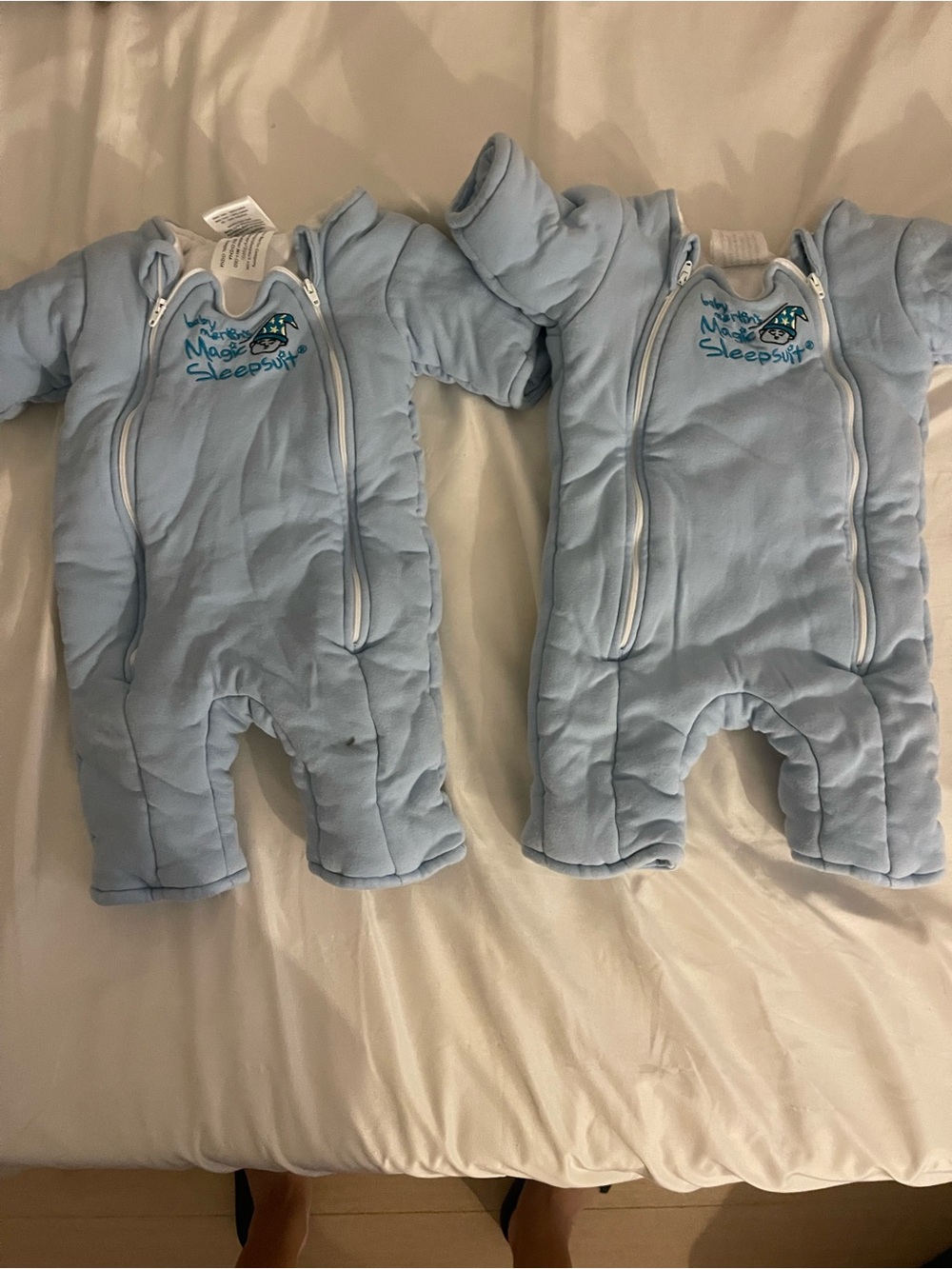 Magic Sleepsuit Large Light Blue Infant Footed One-Piece - Two Sets